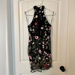 Black Floral Embroidered Promesa Dress